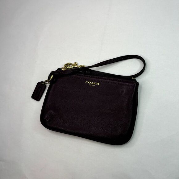 Coach Legacy Purple Soft Leather Wristlet Wallet Gold Designer Pendant Womens - Picture 4 of 10